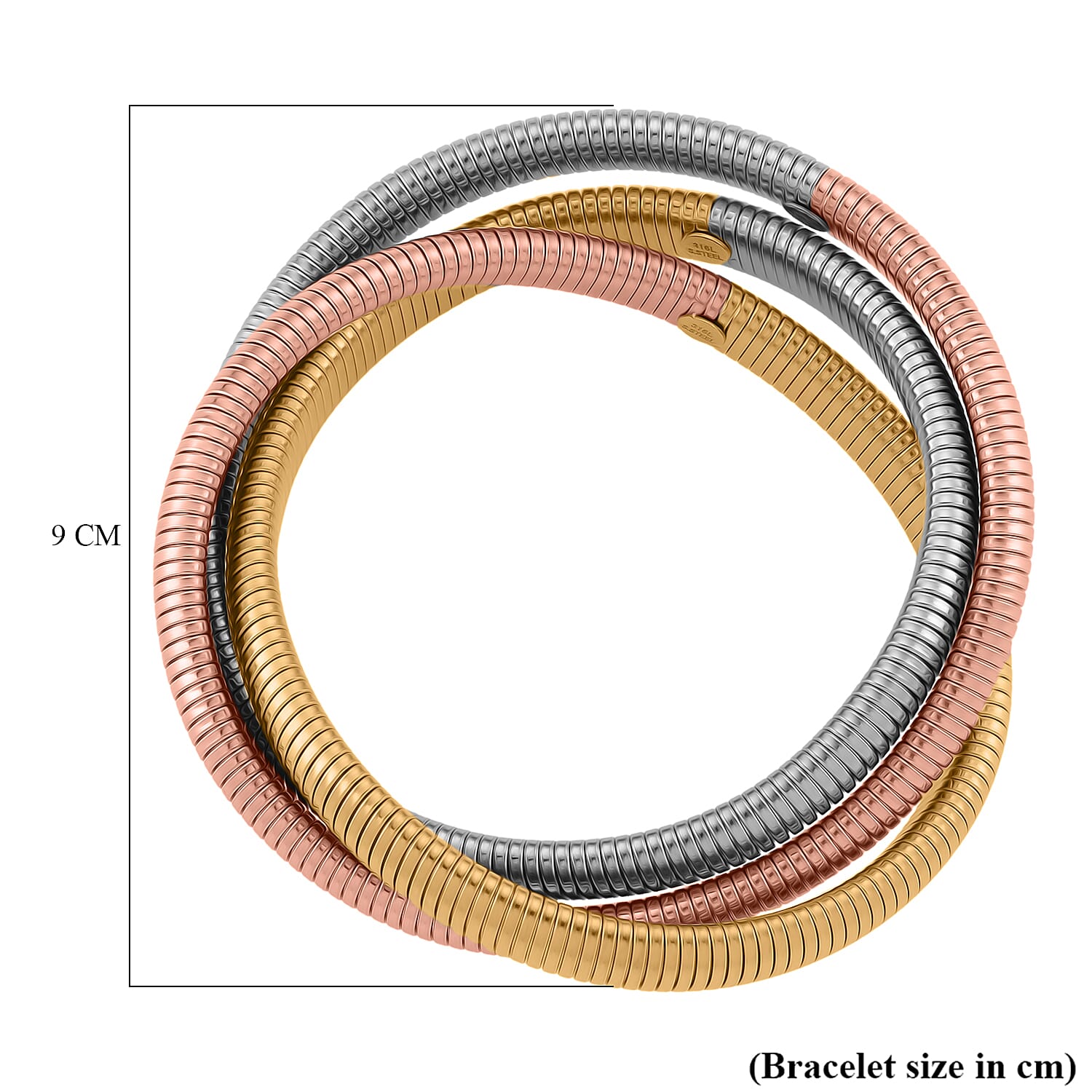 Designer Inspired Bangle (Size 7.5 Strechable) in Tricolor