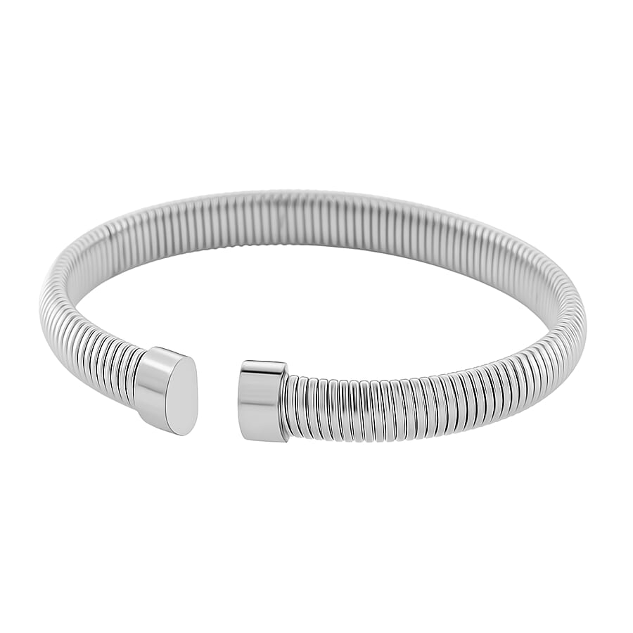 Designer Inspired - Tubogas Bangle (Adjustable) - Silver Tone