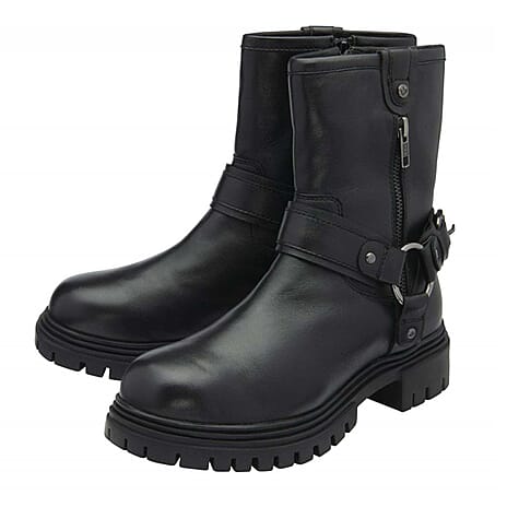 Lotus Leather Harley Ankle Boots (Size 6) - Black