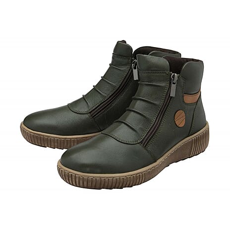 Lotus Atlanta Zip-Up Ankle Boots (Size 5) - Khaki