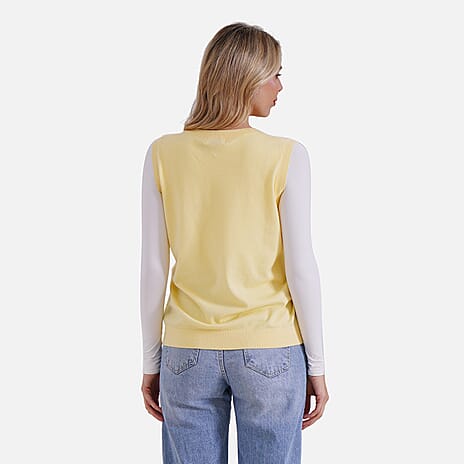 La Marey Casual Round Neck Knitted Vest (Size L) - Yellow