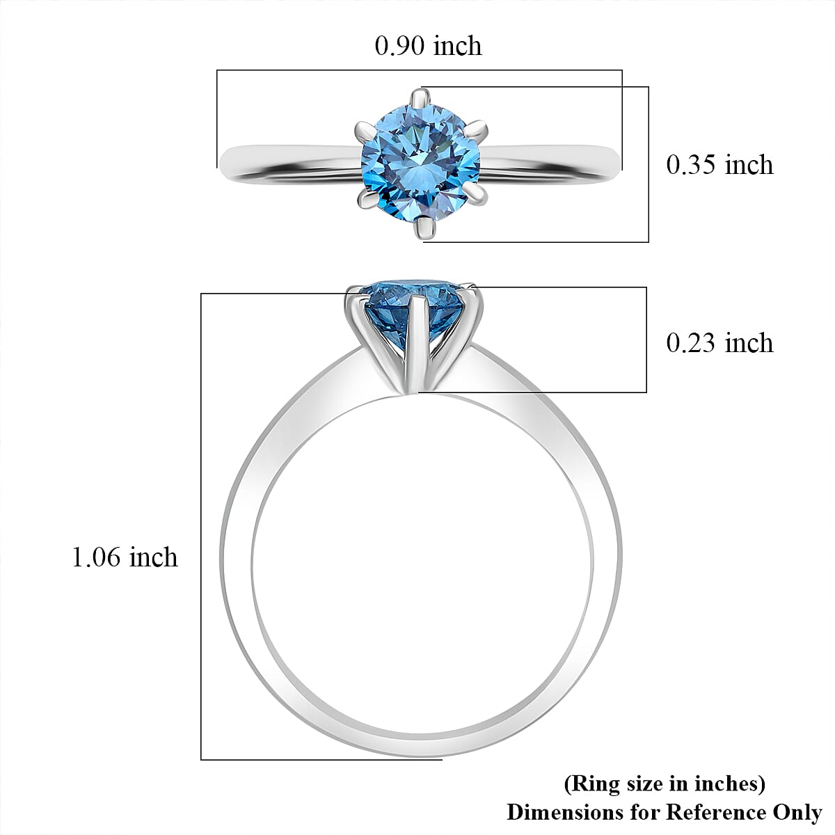 Luxuriant Diamond - Lab Grown Blue Diamond (VS-SI) Ring in Platinum Overlay Sterling Silver 1.10 Ct.