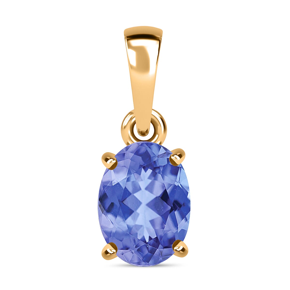 Tanzanite Solitaire Pendant in 18K Vermeil Yellow Gold Plated Sterling Silver 1.36 Ct