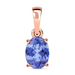 Tanzanite Solitaire Pendant in Platinum Overlay Sterling Silver 1.32 ct 1.320 Ct.