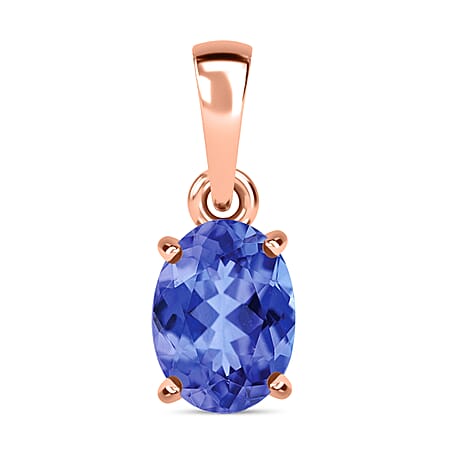 14K Rose Gold Tanzanite Solitaire Pendant, 1.35 Ct