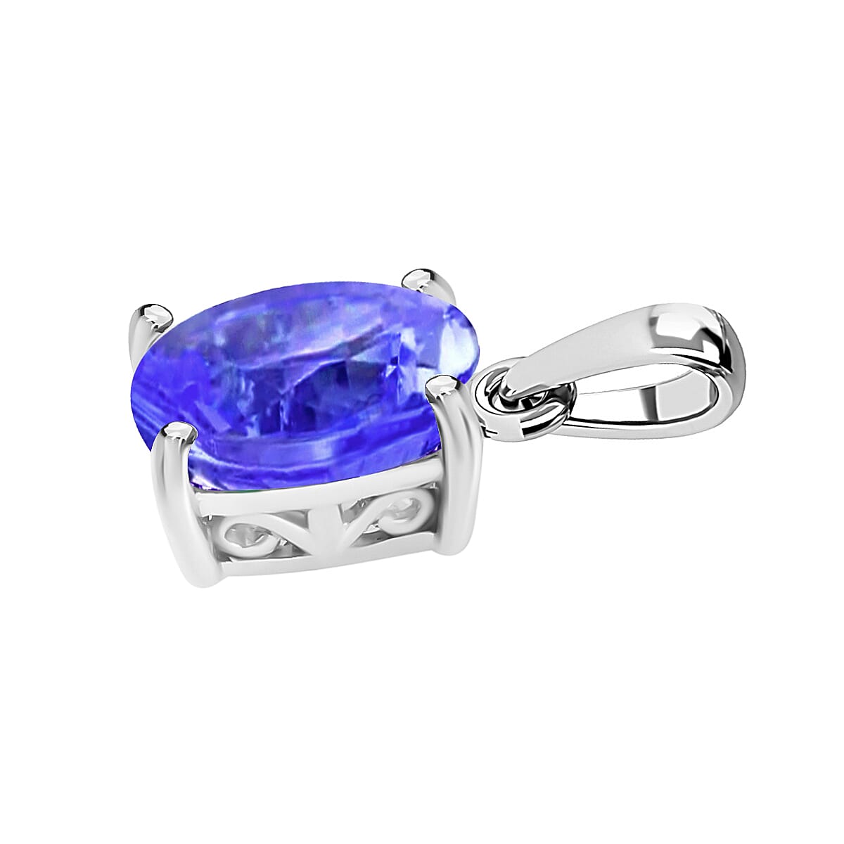  18K White Gold Tanzanite Solitaire Pendant in Gold Wt. 2.35 grams, 1.350 Ct
