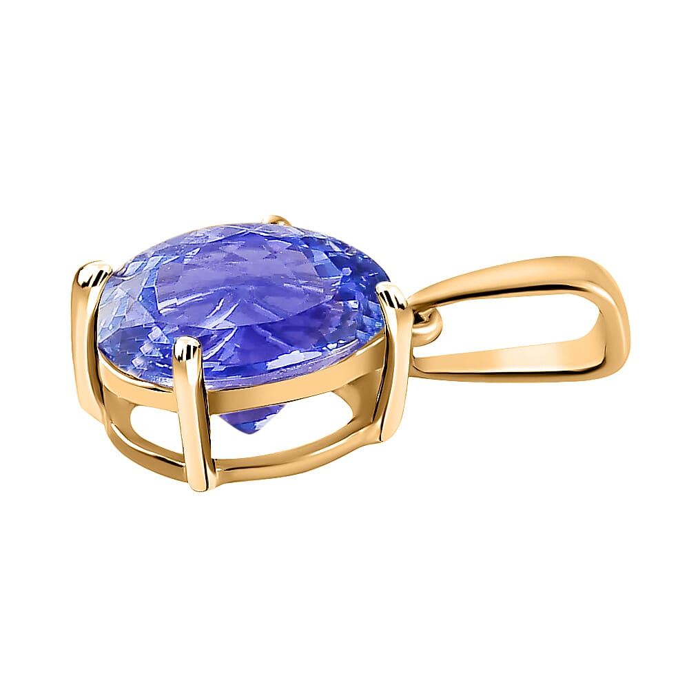 Tanzanite  Solitaire Pendant in Vermeil YG Sterling Silver 1.45 ct  1.450  Ct.