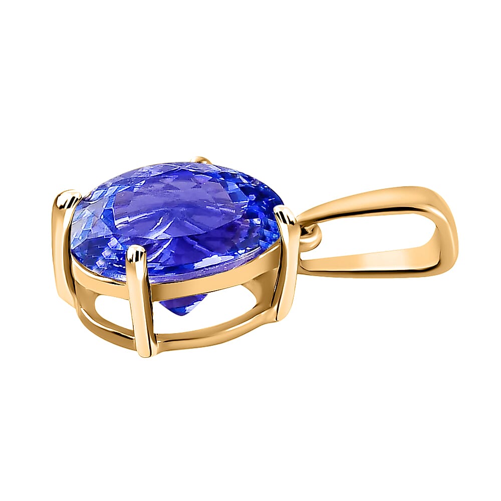 14K Yellow Gold   Tanzanite  Solitaire Pendant 1.00 ct,  Gold Wt. 2 Gms  1.000  Ct.