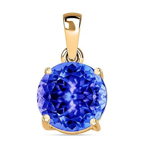 18K Yellow Gold AAA Tanzanite Solitaire Pendant 1.56 Ct