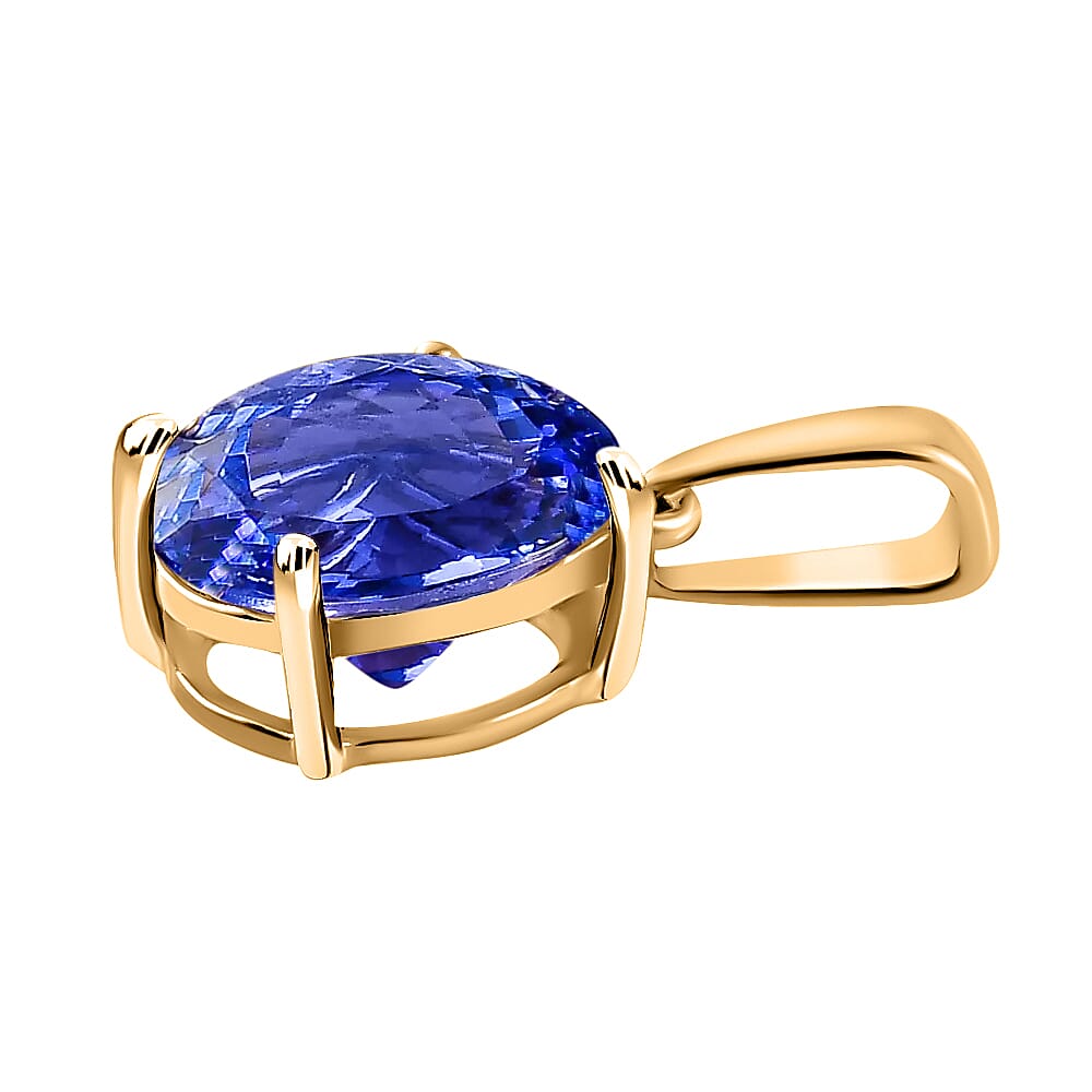 18K Yellow Gold AAAA Tanzanite Solitaire Pendant 1.83 Ct