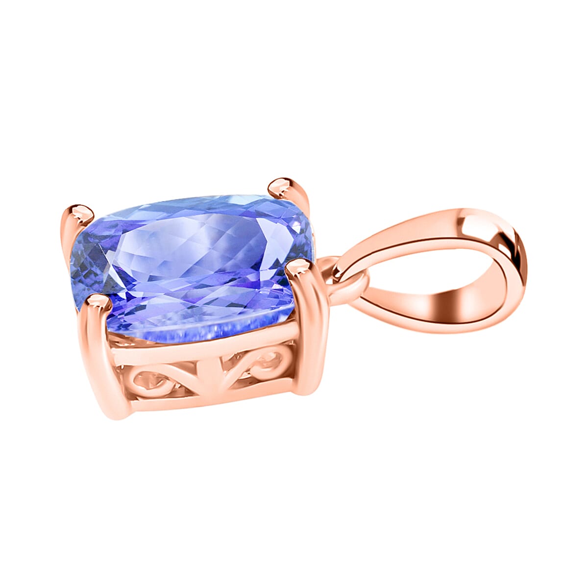 Tanzanite  Solitaire Pendant in Vermeil RG Sterling Silver 1.40 ct  3.330  Ct.