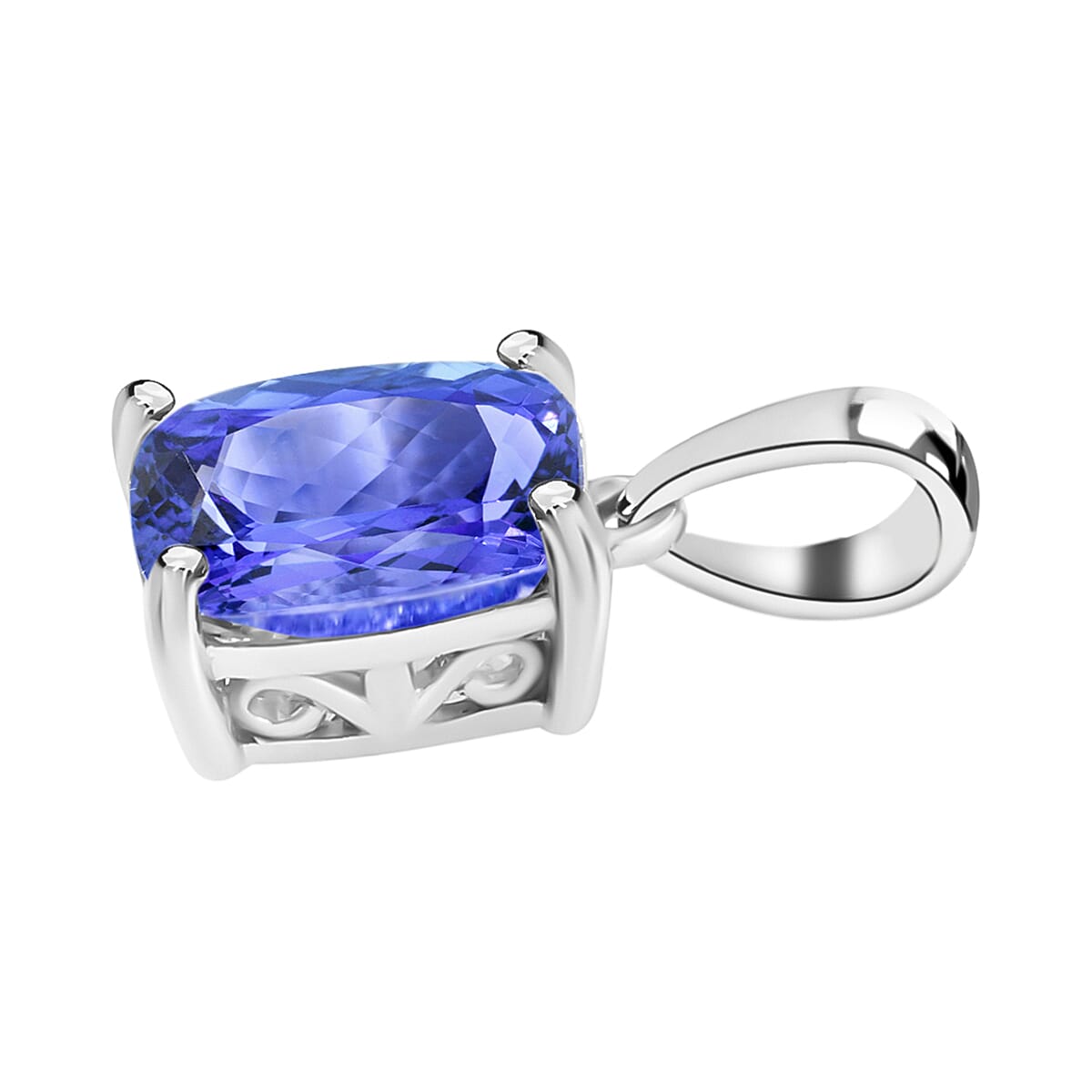 14K White Gold Tanzanite Solitaire Pendant 5.00 ct.