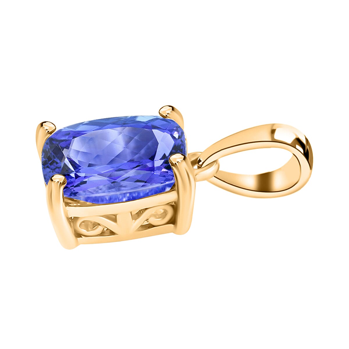 14K Yellow Gold   Tanzanite  Solitaire Pendant 5.00 ct,  Gold Wt. 2 Gms  5.000  Ct.