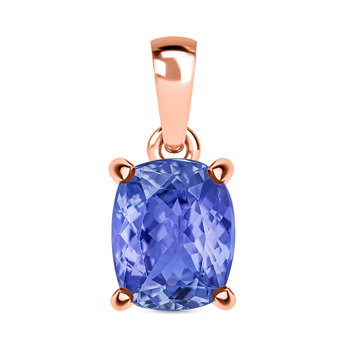 14K Rose Gold   Tanzanite  Solitaire Pendant 5.00 ct,  Gold Wt. 2 Gms  5.000  Ct.