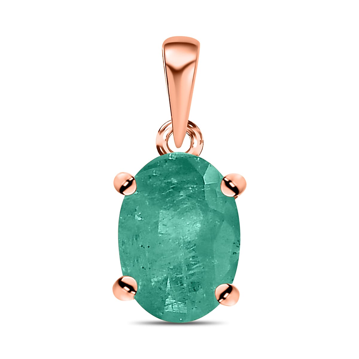 14K Rose Gold   Zambian Emerald  Solitaire Pendant 0.82 ct,  Gold Wt. 2 Gms  0.820  Ct.