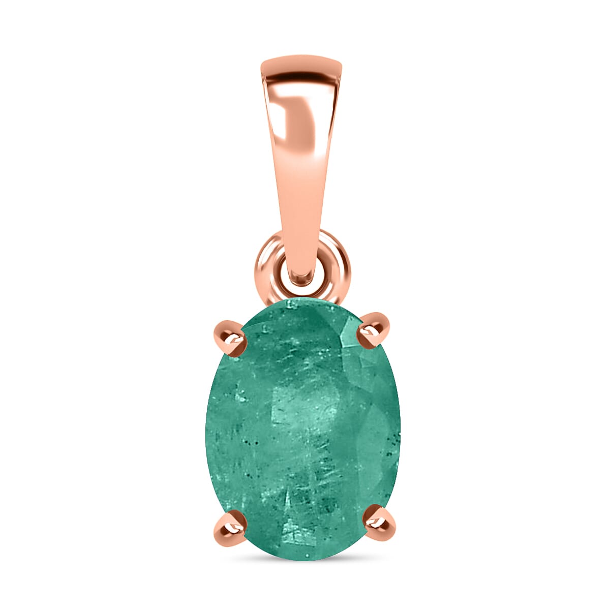14K Rose Gold   Zambian Emerald  Solitaire Pendant 1.20 ct,  Gold Wt. 2 Gms  1.200  Ct.