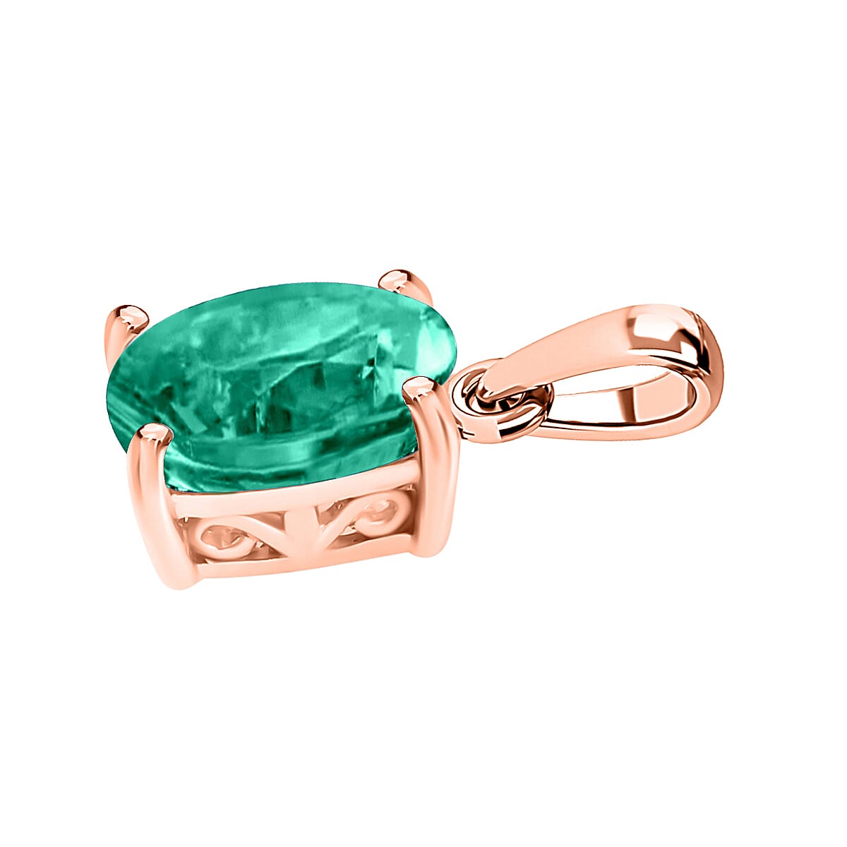 14K Rose Gold   Zambian Emerald  Solitaire Pendant 1.20 ct,  Gold Wt. 2 Gms  1.200  Ct.