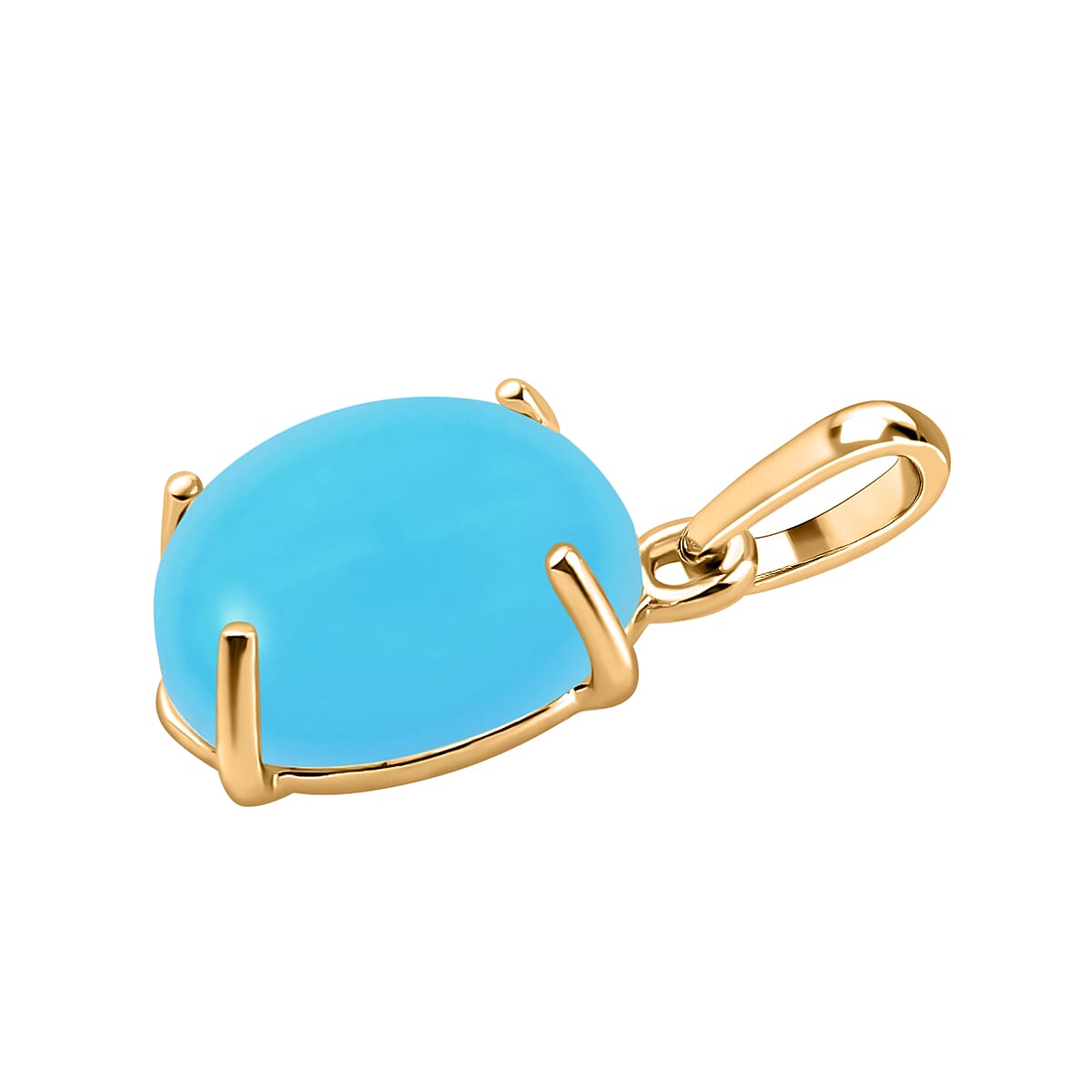 Sleeping Beauty Turquoise Solitaire Pendant in 18K Vermeil Yellow God Plated Sterling Silver 2.19 Ct.