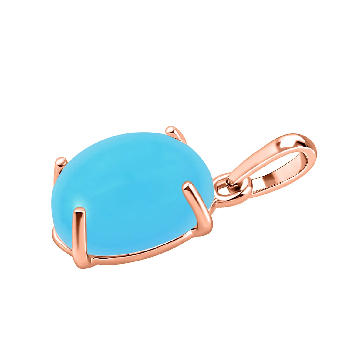 Sleeping Beauty Turquoise Solitaire Pendant in 18K Vermeil Rose Gold Plated Sterling Silver 2.19 Ct.