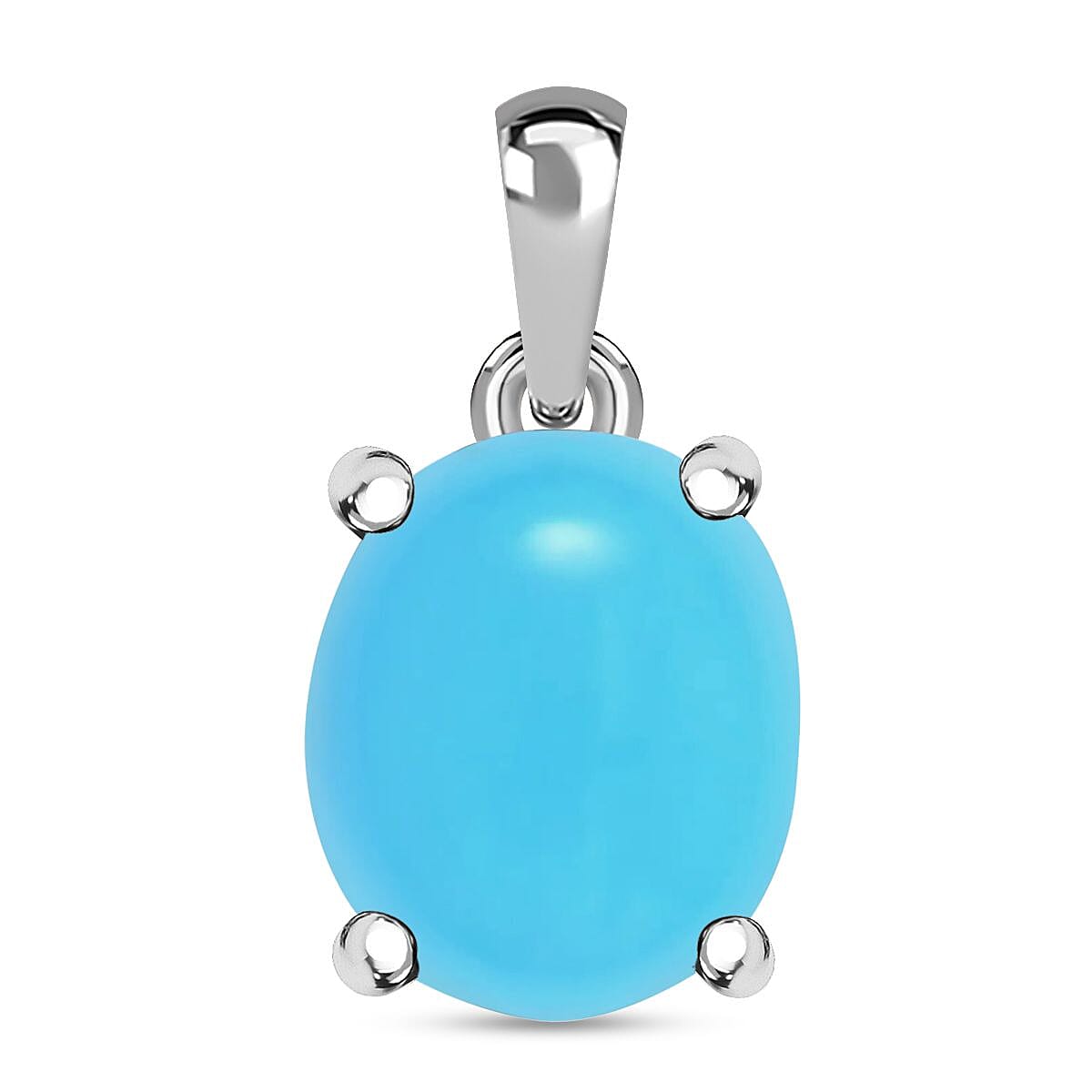 Sleeping Beauty Turquoise Solitaire Pendant in Platinum Overlay Sterling Silver 4.65 Ct.