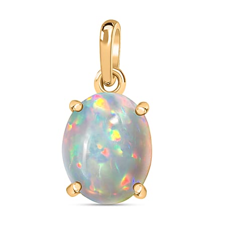 14K Yellow Gold AA Ethiopian Opal Solitaire Pendant in Gold Wt. 2 grams, 1.80 Ct