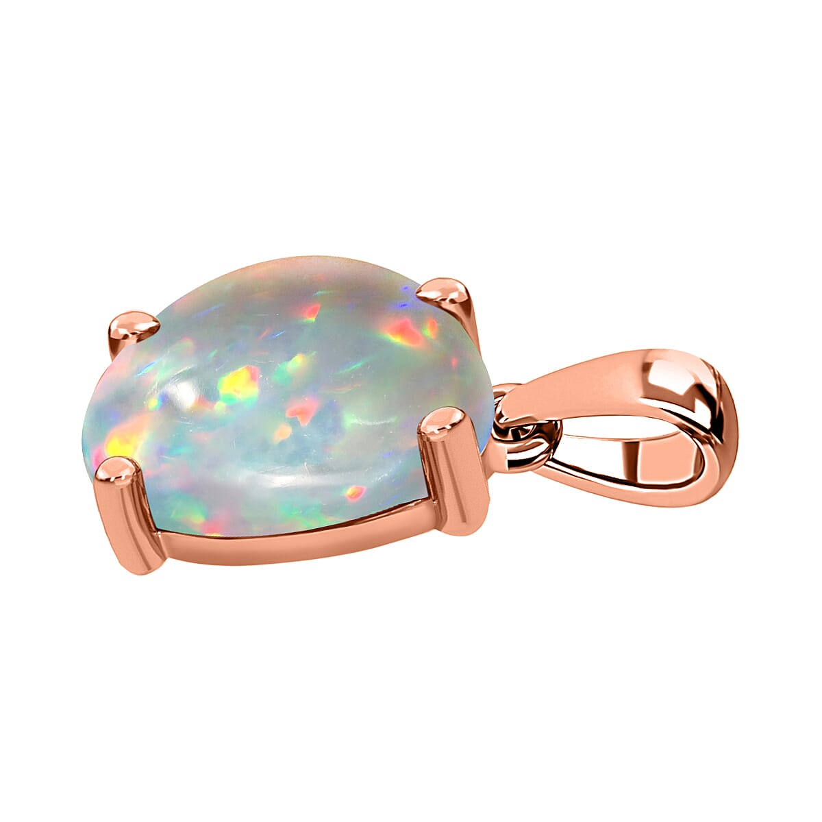 14K Rose Gold   Ethiopian Opal  Solitaire Pendant 2.40 ct,  Gold Wt. 2 Gms  2.400  Ct.