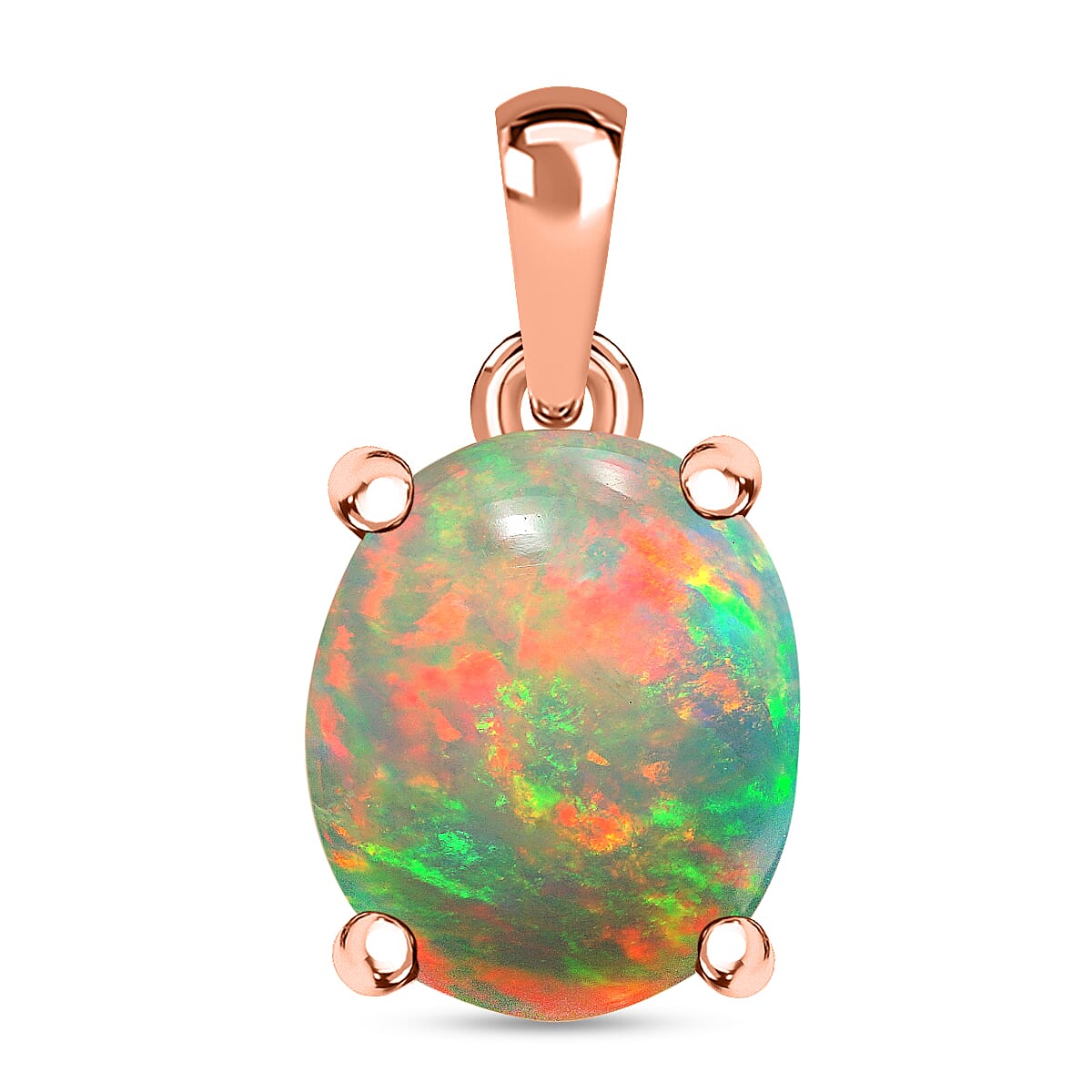 18K Rose Gold   Ethiopian Opal  Solitaire Pendant 2.40 ct,  Gold Wt. 2 Gms  2.400  Ct.