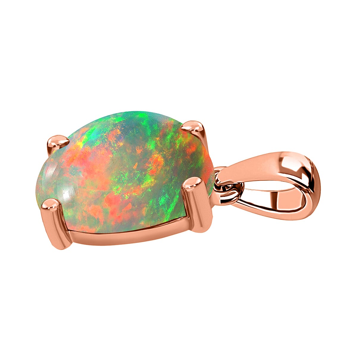 18K Rose Gold   Ethiopian Opal  Solitaire Pendant 2.40 ct,  Gold Wt. 2 Gms  2.400  Ct.