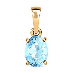 Aquamarine Solitaire Pendant in Platinum Overlay Sterling Silver 1.30 Ct