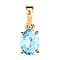 Aquamarine  Solitaire Pendant in Vermeil Yellow Gold Plated Sterling Silver 1.30 ct