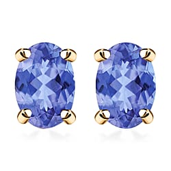 Tanzanite Solitaire Stud Earrings with Push Back in Sterling Silver