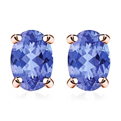 Tanzanite Solitaire Stud Earrings with Push Back in Sterling Silver