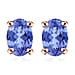 Tanzanite Solitaire Stud Earrings in Platinum Overlay Sterling Silver