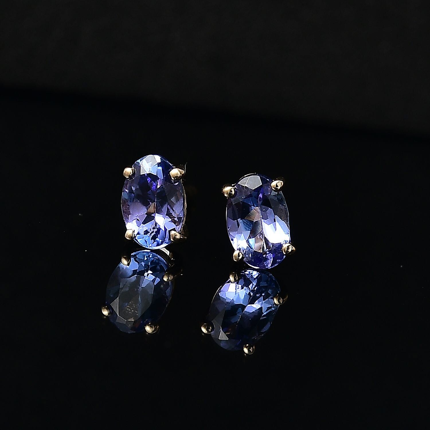 14K Yellow Gold Tanzanite Solitaire Stud Push Post Earring 0.93 Ct.