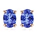 14K Yellow Gold AA Tanzanite Solitaire Stud Earrings, 1 Ct