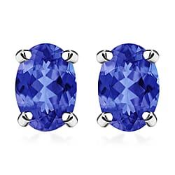 18K Rose Gold AAA Tanzanite Solitaire Stud Push Post Earrings, Gold Wt. 0.86 Gms 1.000  Ct.