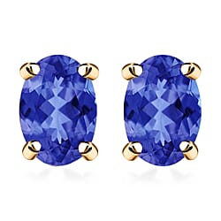 18K Rose Gold AAA Tanzanite Solitaire Stud Push Post Earrings, Gold Wt. 0.86 Gms 1.000  Ct.