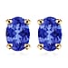 18K Rose Gold AAA Tanzanite Solitaire Stud Push Post Earrings, Gold Wt. 0.86 Gms 1.000  Ct.