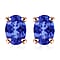 18K White Gold AAA Tanzanite Solitaire Stud Push Post Earrings, 1 ct.