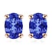 18K Rose Gold AAA Tanzanite Solitaire Stud Push Post Earrings, Gold Wt. 0.86 Gms 1.000  Ct.