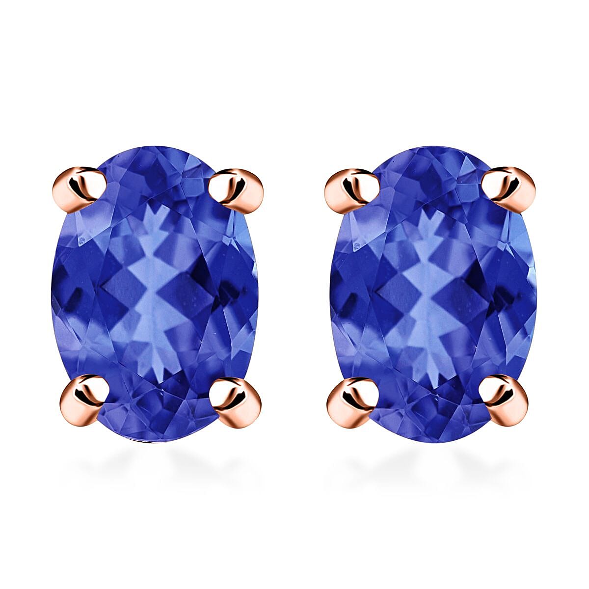 18K Rose Gold AAA Tanzanite Solitaire Stud Push Post Earring with Screw Back 0.90 Ct.