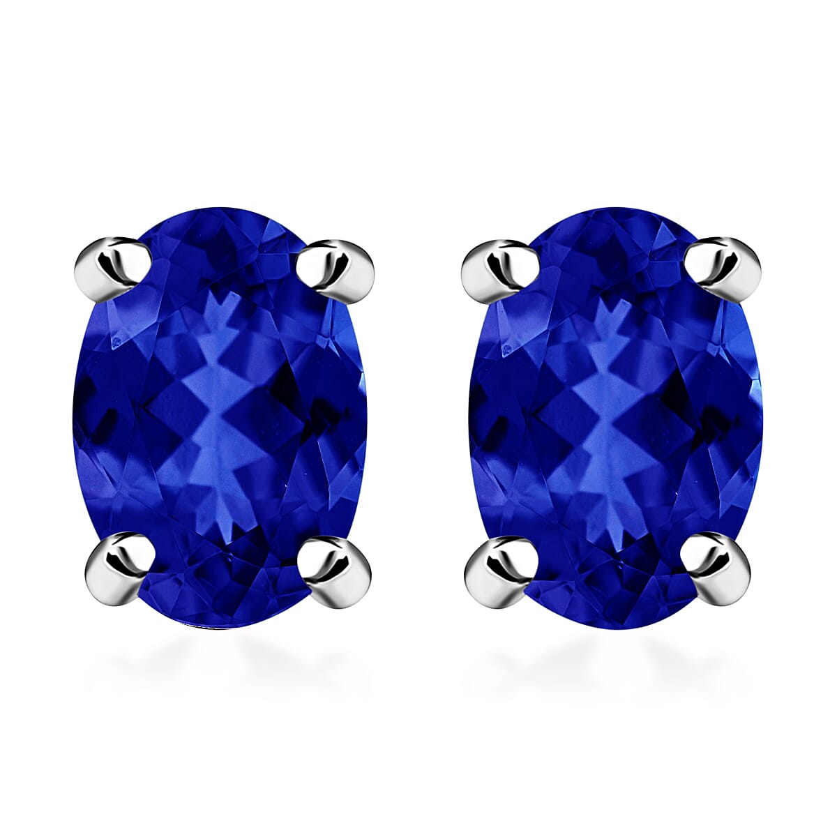 950 Platinum AAAA Tanzanite Solitaire Stud Push Post Earring With Screw Back 1.03 Ct.