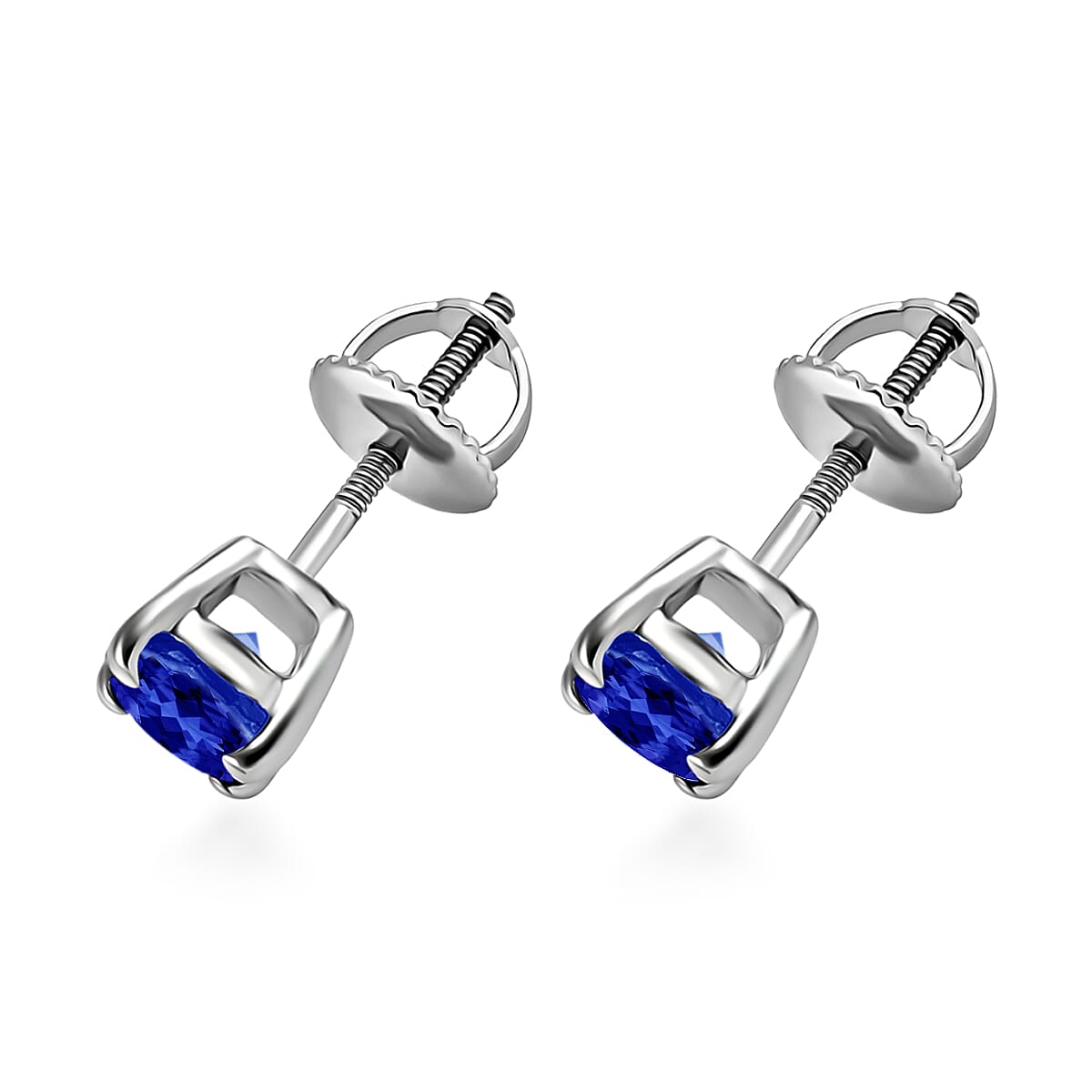 950 Platinum AAAA Tanzanite Solitaire Stud Push Post Earring With Screw Back 1.03 Ct.