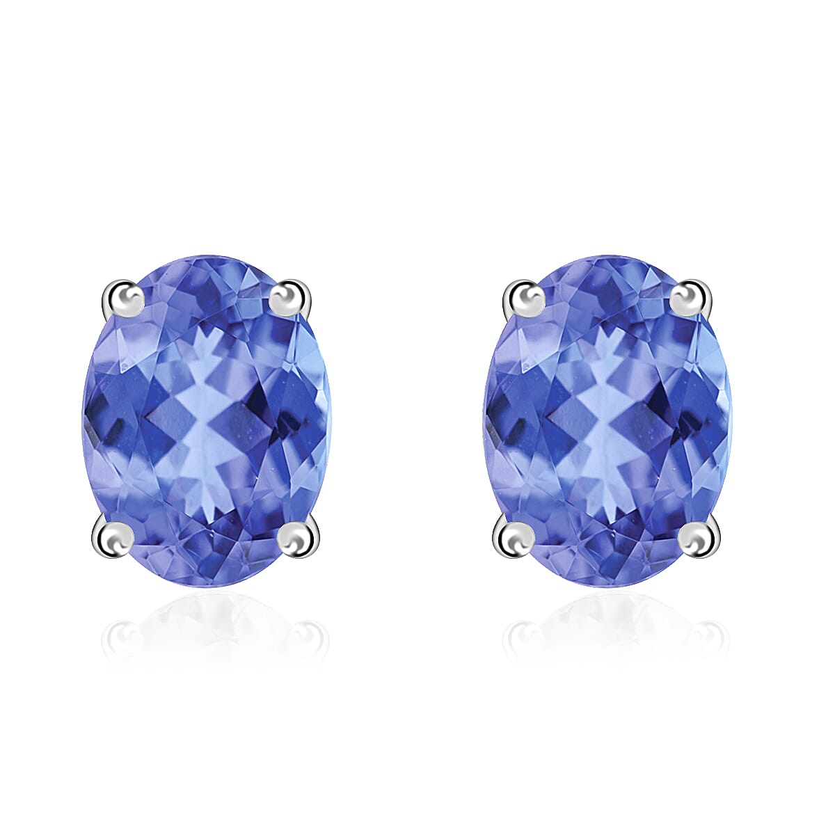 Tanzanite Solitaire Stud Push Post Earring with Push Back in Platinum Overlay Sterling Silver 1.67 Ct