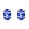 Tanzanite Solitaire Stud Push Post Earring in Platinum Overlay Sterling Silver 1.60 Ct