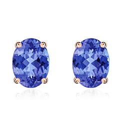 14K White Gold Tanzanite Solitaire Stud Push Post Earrings 1.60 ct.