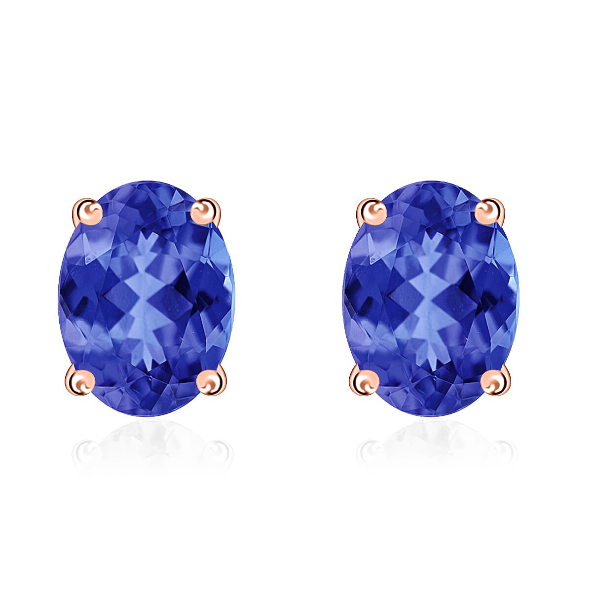18K Rose Gold   Tanzanite  Solitaire Stud Push Post Earring 1.60 ct,  Gold Wt. 1.45 Gms  1.600  Ct.