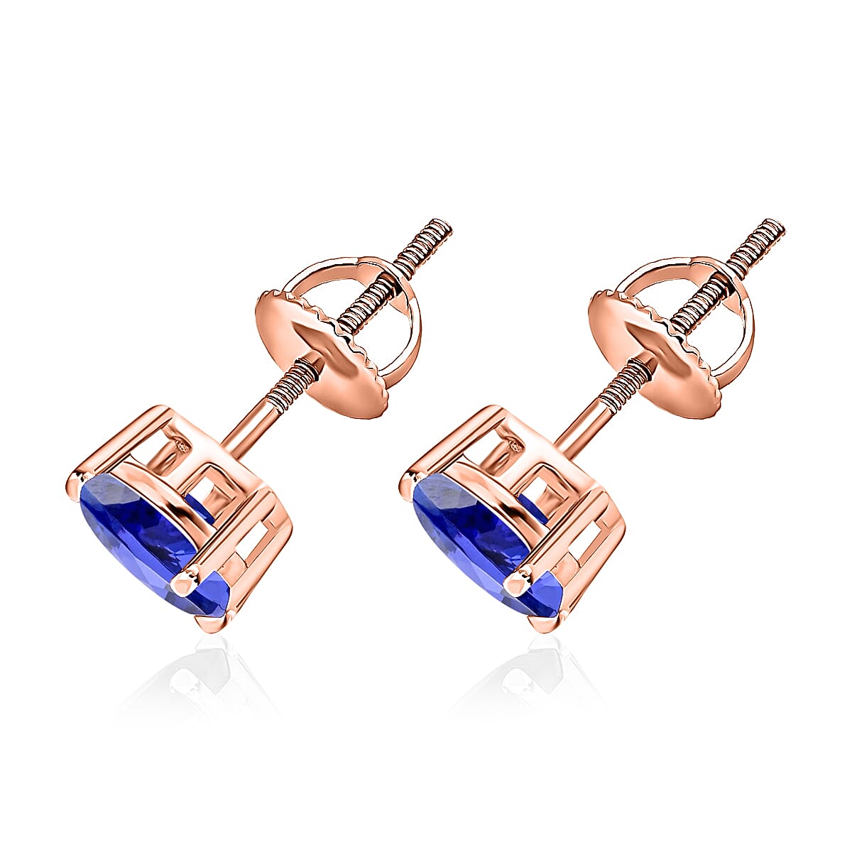 18K Rose Gold   Tanzanite  Solitaire Stud Push Post Earring 1.60 ct,  Gold Wt. 1.45 Gms  1.600  Ct.
