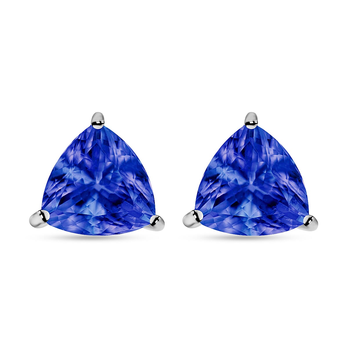 18K W Gold  AAA   Tanzanite  Solitaire Stud Push Post Earring 1.60 ct,  Gold Wt. 0.8 Gms  1.600  Ct.