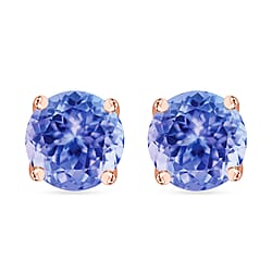 Tanzanite Solitaire Stud Push Post Earring in Platinum Overlay Sterling Silver 1.910 Ct